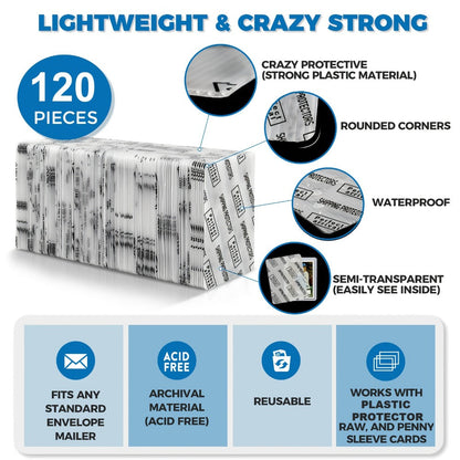 Trading Card Shipping Protectors 60/120/510 Count 3.5x4.5 Inch – Premium Rigid Plastic Card Mailer Inserts for Sports Cards
