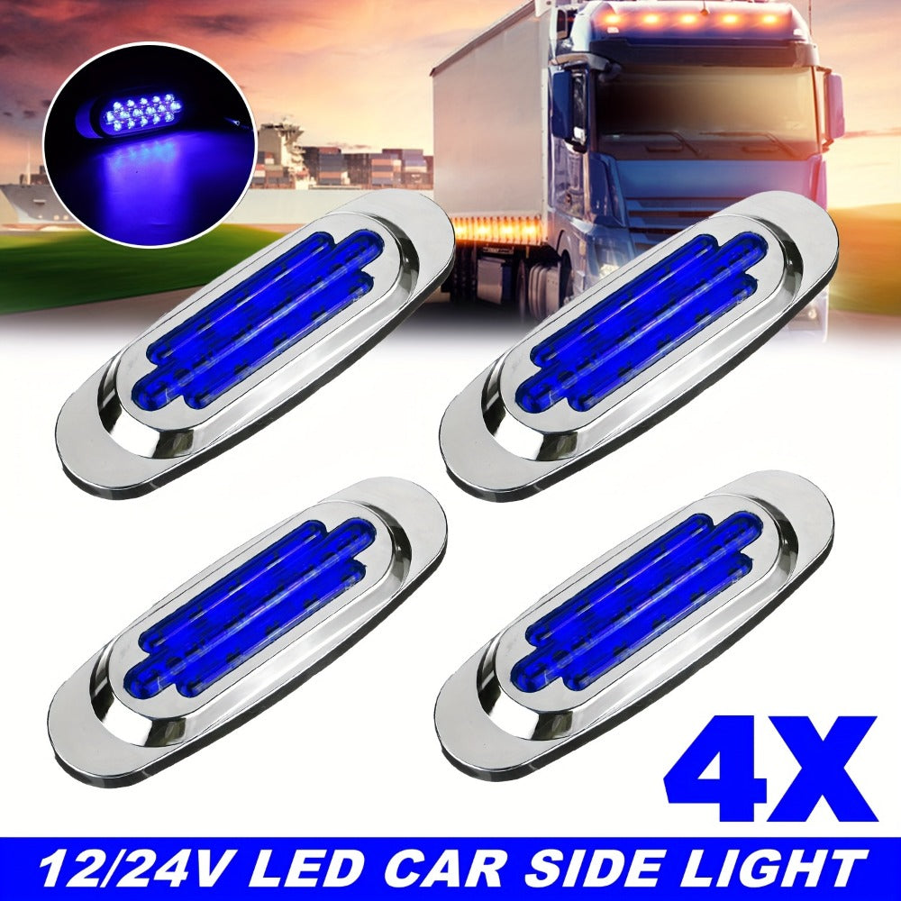 LED Side Marker Lights 4-Pack for Truck Trailer 16 LEDs Dual Mode Steady-On & Flash – 12-24V Universal Fit Front Rear Side Marker Lamp