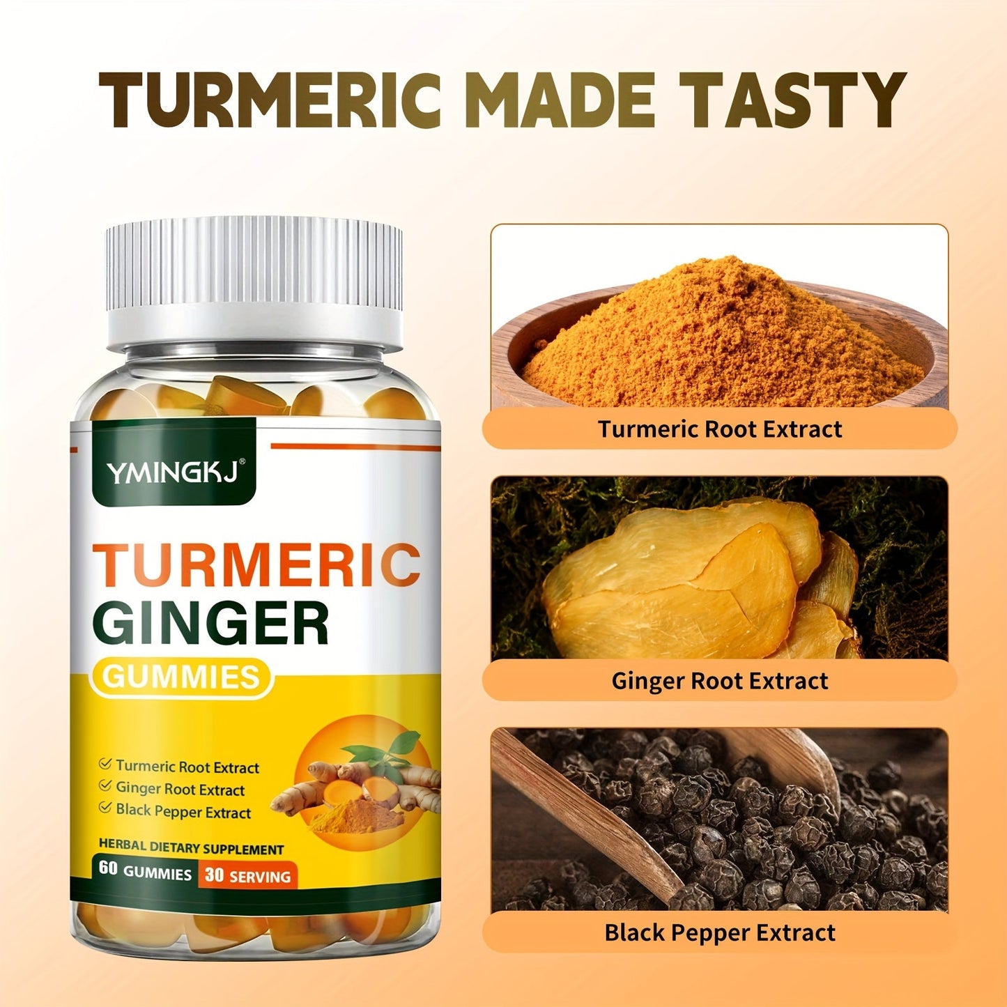 Turmeric Gummies with Black Pepper & Mint, 2000% Higher Absorption Curcumin, Anti-Inflammatory Joint