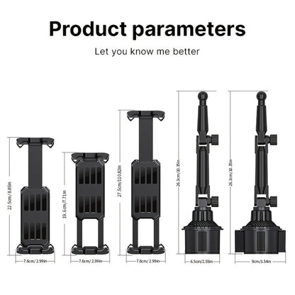 TP08 Cup-Base Car Phone Mount with Expanding Lower Base and Adjustable Clamp for 4–13-Inch Devices