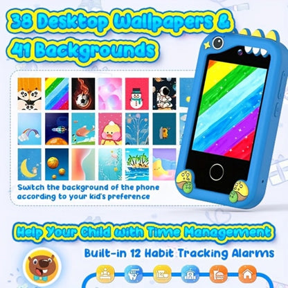 Kids Toy Mobile Phone with Dual Cameras, Touchscreen & MP3 Player, Educational Toy with Games, Alarm Clock & USB Charging