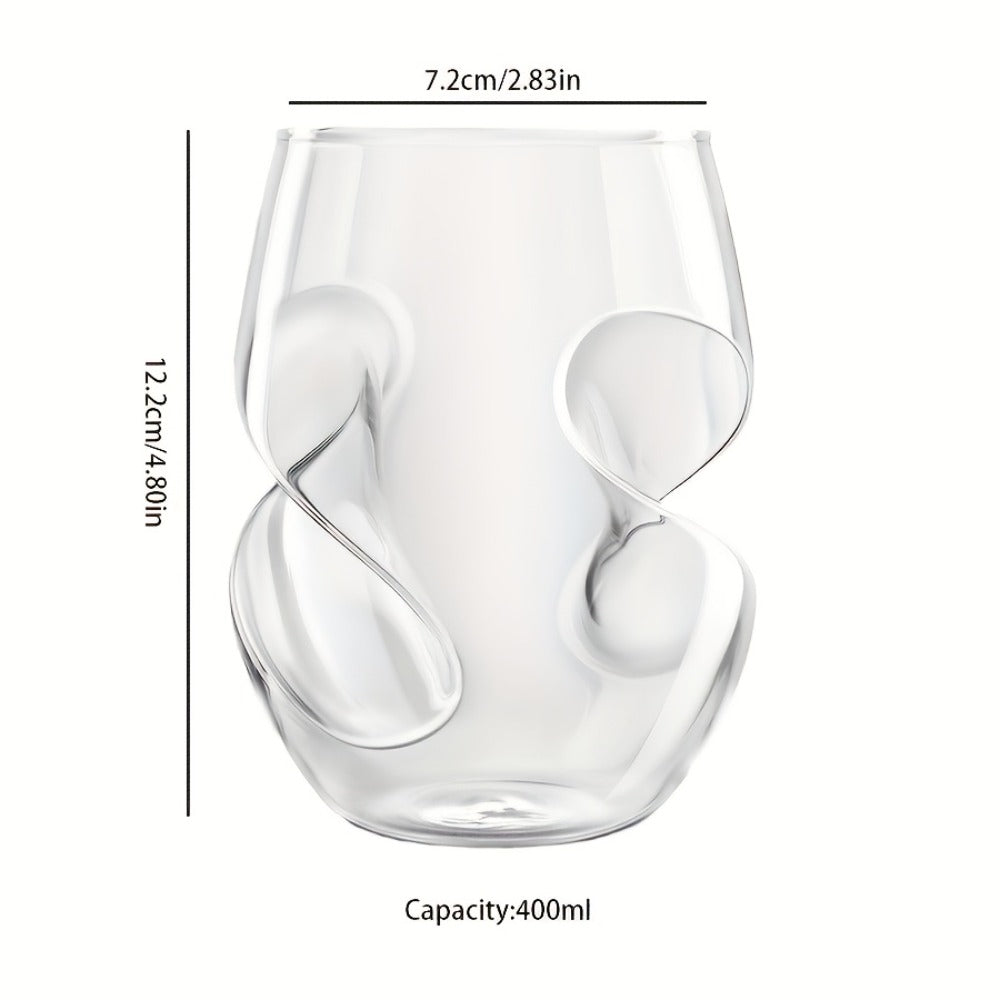 Geometric Twisted Cocktail Glasses 4 or 8 Pack – 400ml Wide Mouth BPA-Free Borosilicate Glass – Festive Drinkware for Whiskey, Beer & Tea