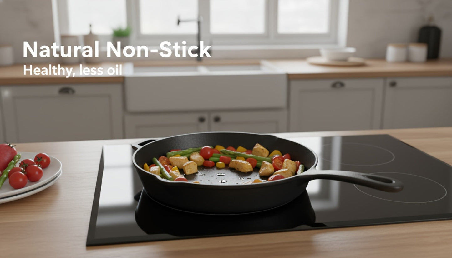 Cast Iron Cookware Set for Kitchen Camping BBQ – Non-Stick Skillet Dutch Pot Frying Pan Baking Tray Griddle Options