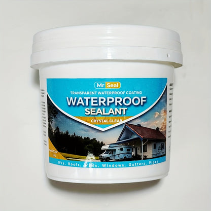Clear Waterproof Sealant 1000g – Transparent Adhesive for Roof, RV, Wall, Pipe & Tile Leak Repair, Indoor & Outdoor, Includes Brush