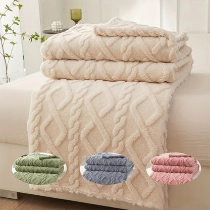 3D Plush Dense Weave Fleece Blanket, Ultra- Throw for Bed, Couch, Travel & Outdoor, Air-Conditioning Friendly