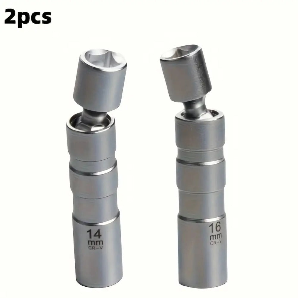Magnetic Spark Plug Socket Set 14mm 16mm with 3/8" Drive Alloy Steel Ratchet Wrench 2-Piece Universal Spark Plug Removal Tool Kit for Car