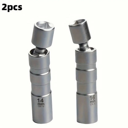 Magnetic Spark Plug Socket Set 14mm 16mm with 3/8" Drive Alloy Steel Ratchet Wrench 2-Piece Universal Spark Plug Removal Tool Kit for Car