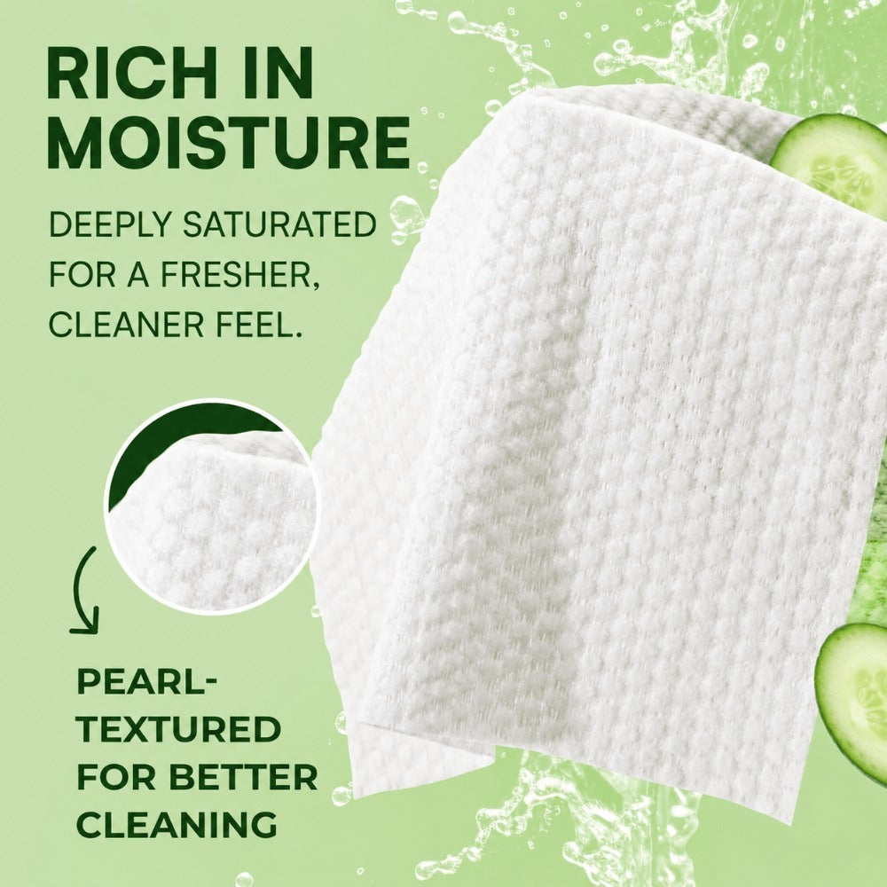 Extra Large Adult Wet Wipes 8x13 Inch 240ct 4 Packs of 60 Aloe Vitamin E Cucumber Scent for Bath Time, Home Spa and Personal Care