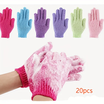 Exfoliating Shower Gloves 20 Pairs Dual-Sided Nylon Bath Scrub Mitts – Body Exfoliation, Spa Massage & Deep Cleansing Gloves for Women Men