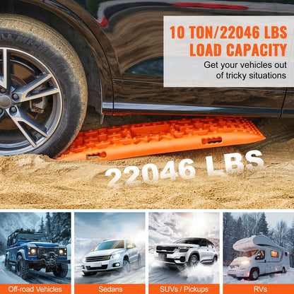 Traction Boards 2-Pack – 10-Ton Off-Road Vehicle Recovery Boards for Mud, Sand & Snow, High-Strength PP with Pull Straps & Storage Bag