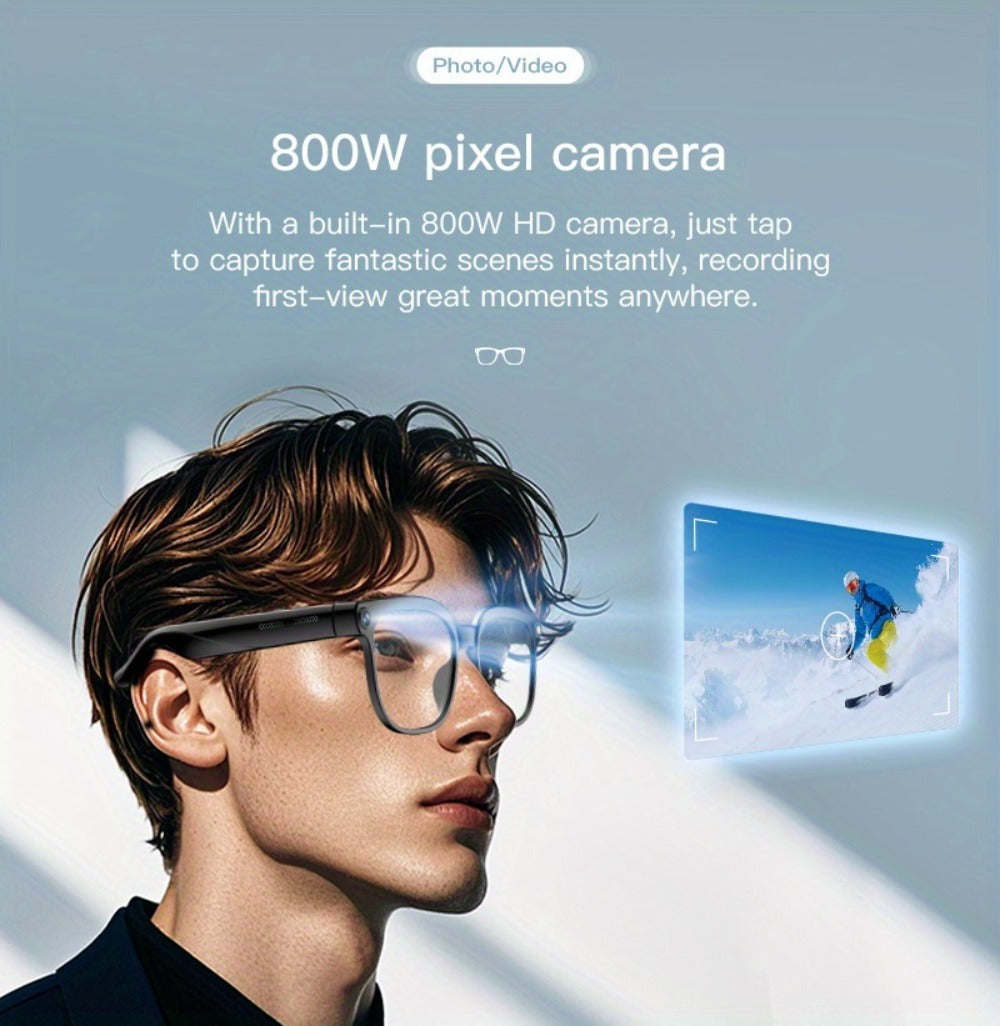 Smart Glasses 8MP Wide-Angle Camera Eyewear with 4K Recording, 4GB Storage and 163-Language Translation