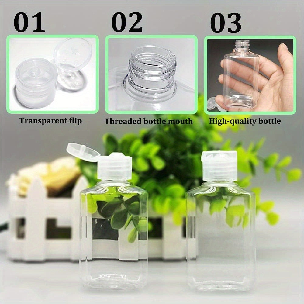 TSA Approved Travel Bottles 2oz Flip Cap 40 Pack Clear Plastic Refillable Squeeze Containers for Hand Sanitizer Shampoo Conditioner Soap