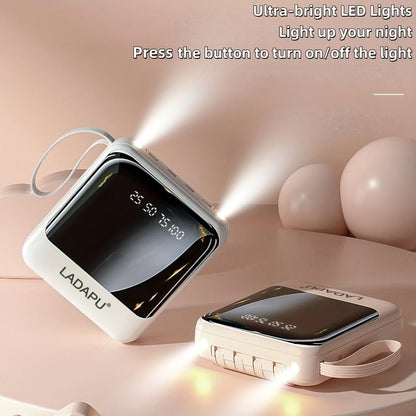 Power Bank 10000mAh with Built-In Cable Set, 5W/15W/22.5W selections, Display and Lanyard for Travel