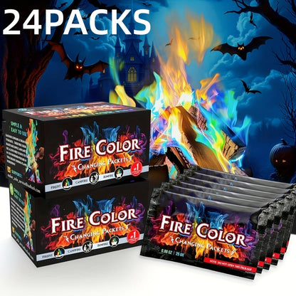 Fire Color Changing Packets 12/24pcs – Magic Colorful Flame Packets for Campfire, Fire Pit, Bonfire & Outdoor Fireplace