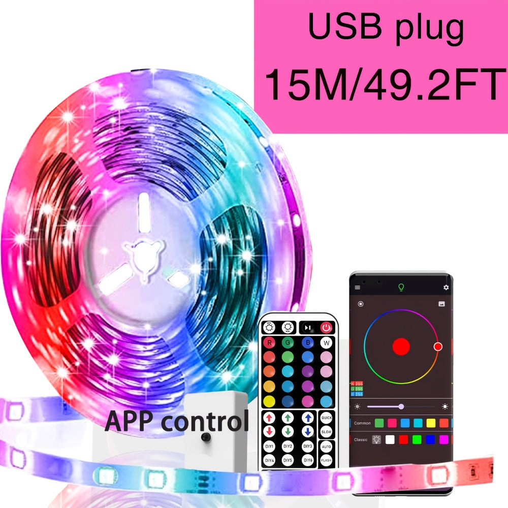 LED Strip Light RGB USB-Powered Room Kit in 16.4ft, 49.2ft or 98.4ft with App and 44-Key Remote