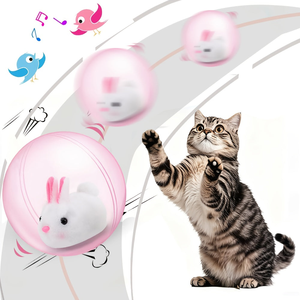 Interactive Cat Toy Ball – Automatic Motion Activated Rolling Toy for Indoor Cats and Dogs, Rechargeable Electric Moving Ball with Rabbit