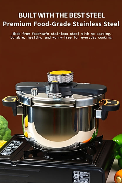 Pressure Cooker Stainless Steel with One-Twist Lock Lid, Induction & Gas Compatible Stew Pot in 1.32gal