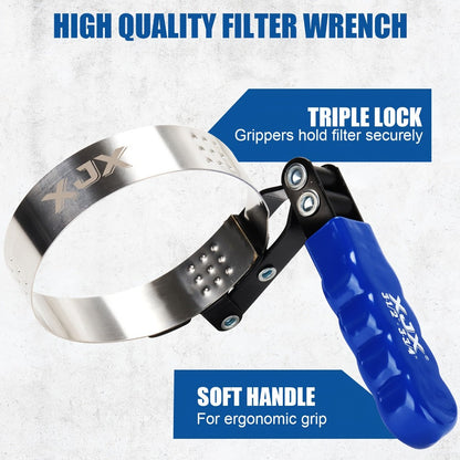Oil Filter Wrench Set 7 Pcs – Swivel Oil Filter Removal Tool 2-3/8" to 5-1/4" (60-133mm), 12" Adjustable Pliers with 1/2" to 3/8" Adapter