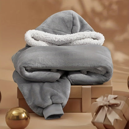 Oversized Wearable Blanket Hoodie Jacket – 350-400gsm Thick Warm Suede Flannel, Hooded Pocket Lazy Coat for Women & Men, 5 Colors
