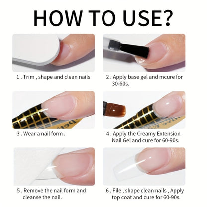 Clear Nail Extension Builder Gel Kit, Three 100g Containers for UV LED Manicure Length and Structure