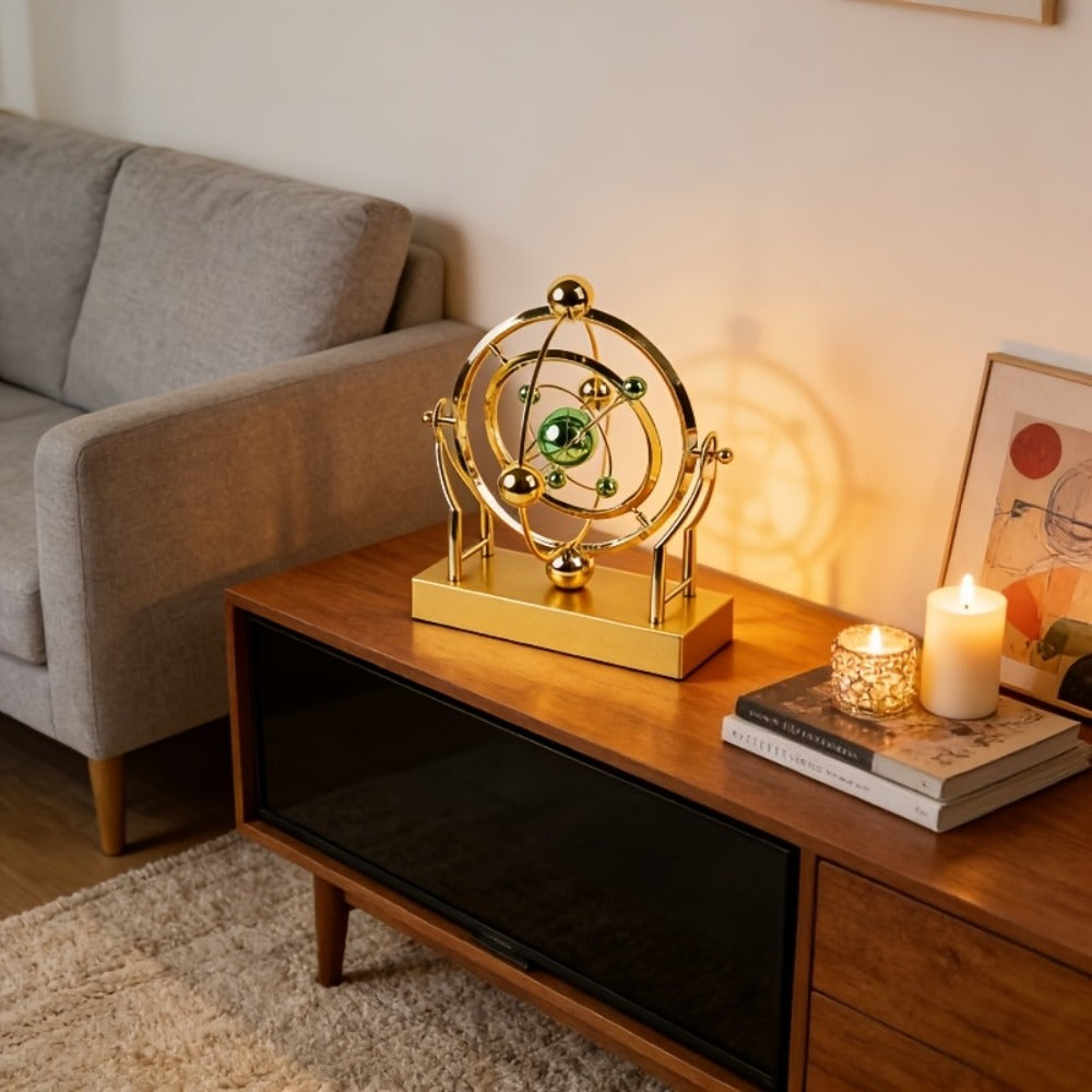 Perpetual Motion Pendulum Desk Decor - Cosmic Swing Solar System Planets Atomic Model Science for Entryways, Bedrooms and Living Spaces