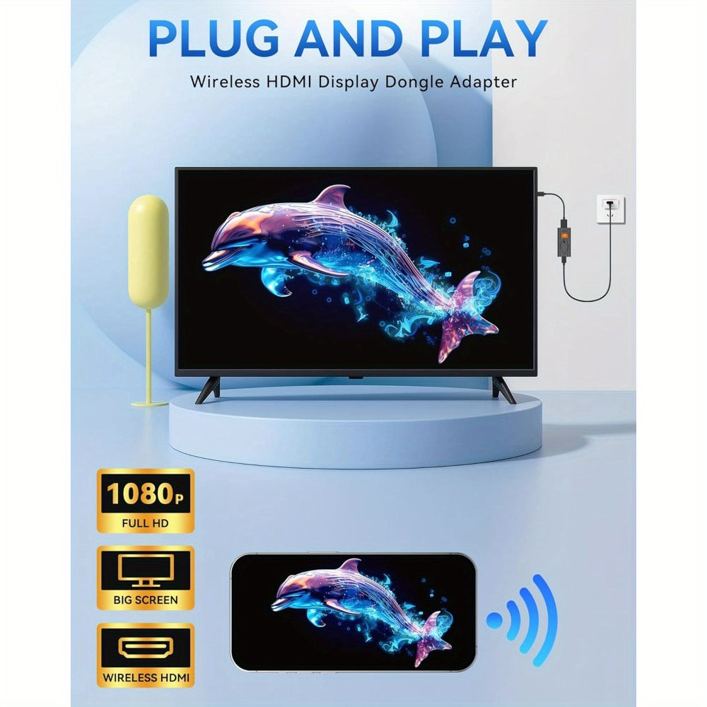 AirPlay Miracast Screen Mirroring Dongle 1080P - Wireless HDMI Display Adapter for iPhone Android Mac Windows PC to TV Projector