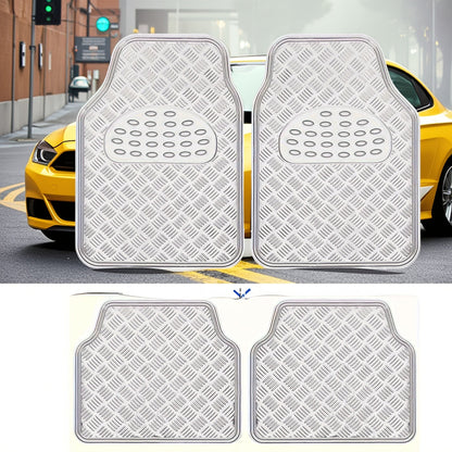 Molded Car Floor Mats, Four-Piece Front and Rear Set in Seven Solid and Carbon-Look Color Options