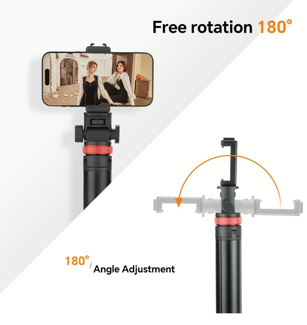 83 Inch Tall Phone Tripod Adjustable with Wireless Remote & Stable Base, Upgraded Extra-Tall Retractable Stand for iPhone 17/15/14
