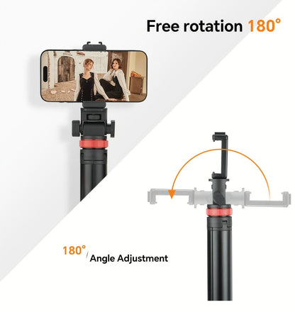 83 Inch Tall Phone Tripod Adjustable with Wireless Remote & Stable Base, Upgraded Extra-Tall Retractable Stand for iPhone 17/15/14