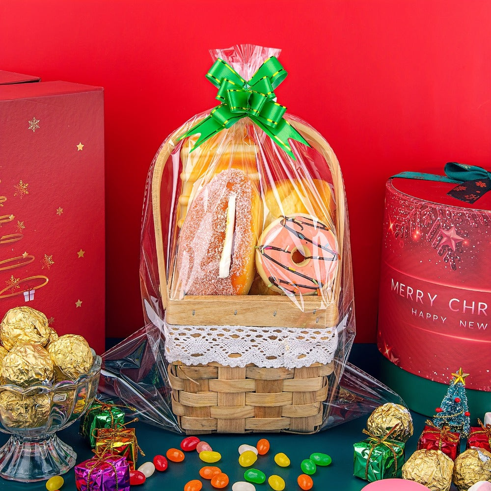 Cellophane Bags 50-Pack Large 18x30 Inch Transparent Gift Basket Wrap Bags – Clear Cellophane Wrapping for Christmas