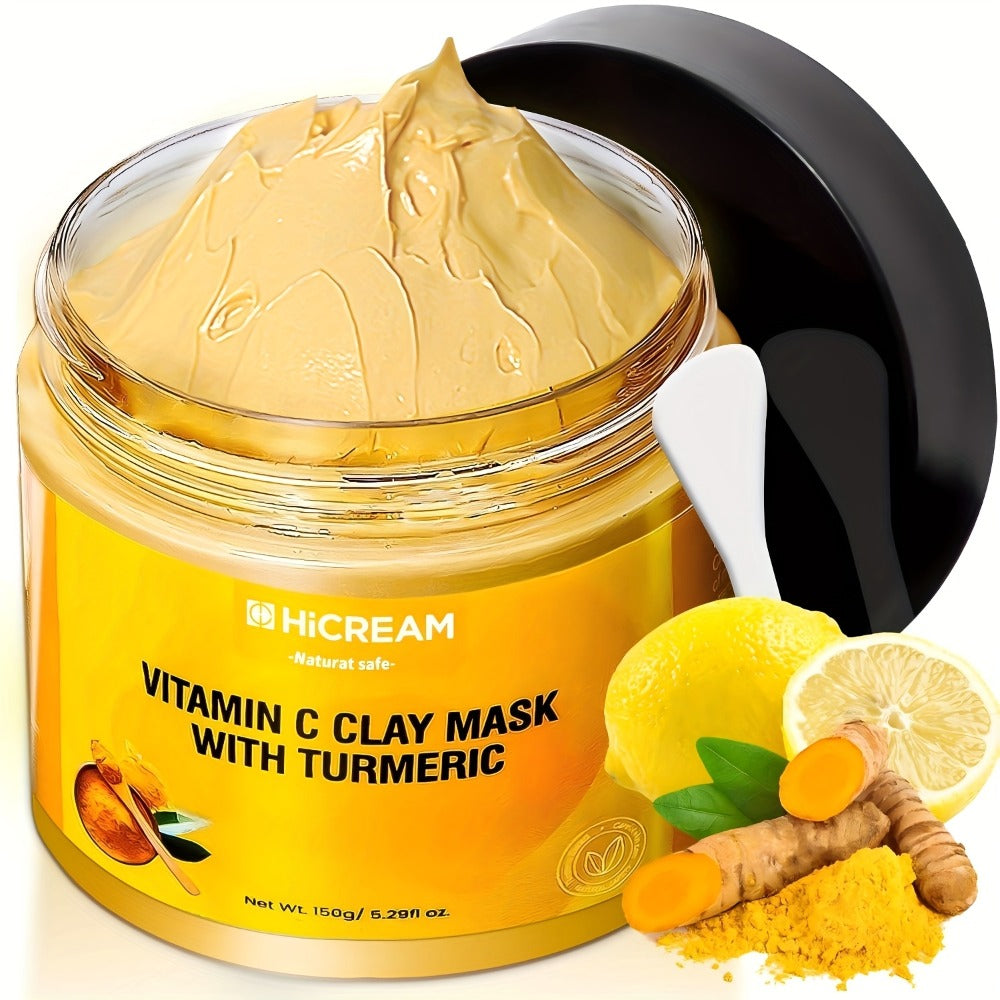 Vitamin C & Turmeric Clay Face Mask 5.29oz / 150g for Bath Time, Home Spa and Personal Care