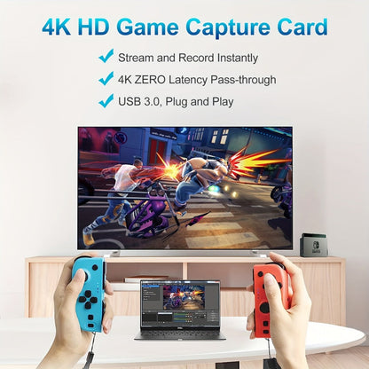 HDMI Capture Card with Microphone & 4K Loop-Out for Streaming, 1080P 60fps USB Video Recorder for Gaming