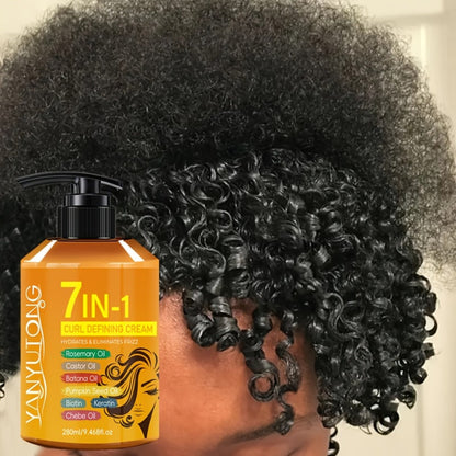 Argan Oil & Rosemary Curling Cream 280ml – 7-in-1 Moisturizing Long-Lasting Hold, Defines Waves & Curls, Naturally Fluffy Frizz-Free Finish