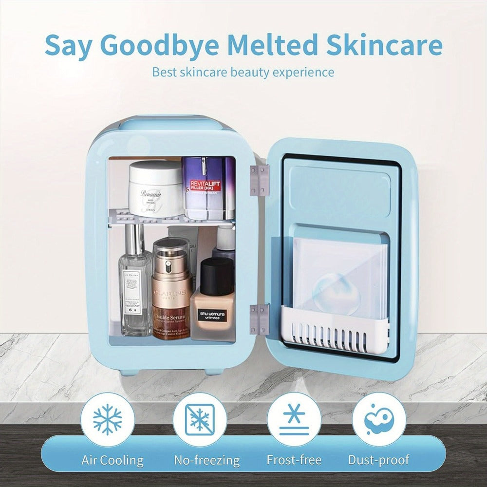 Mini Fridge 4 Liter 6 Cans - Thermoelectric Cooler and Warmer, 110V AC & 12V DC Portable Small Refrigerator for Bedroom