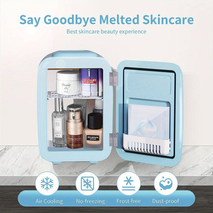 Mini Fridge 4 Liter 6 Cans - Thermoelectric Cooler and Warmer, 110V AC & 12V DC Portable Small Refrigerator for Bedroom