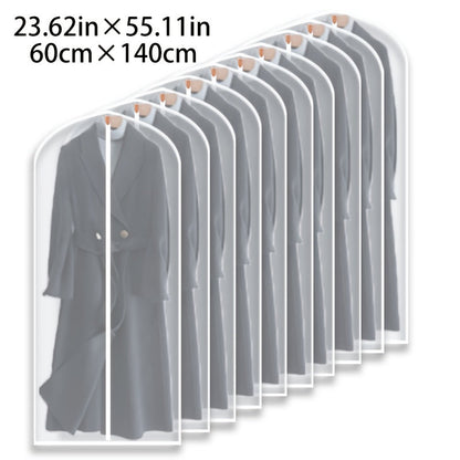 Garment Bags 10 Pack Waterproof Transparent – Hanging Clothes Storage Bags with Full Zipper for Wardrobe, Travel & Closet Organization