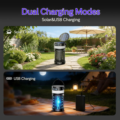 Solar and USB-C Insect Zapper Lantern with 4000mAh Label, Remote Control and Adjustable Panel
