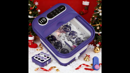 Foot Spa Bath Massager with Heat and Bubbles, Foldable Electric Foot Soak Tub with Heating, Bubble Massage