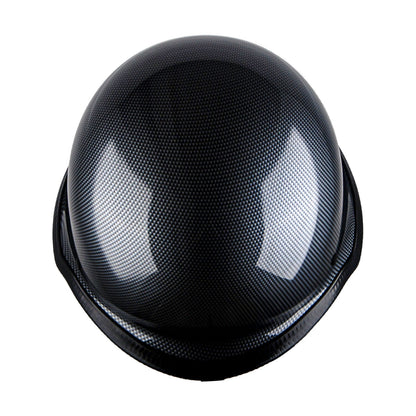 German Style Motorcycle Half Face Helmet – Novelty Skull & Carbon Fiber Design, UV Glossy Finish, Removable Washable Padding