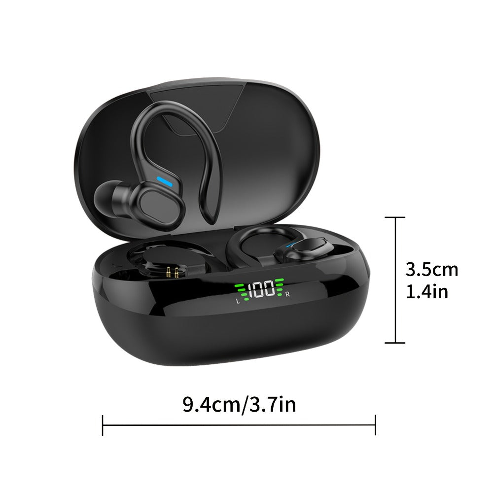 Earhook Open-Ear Sports Earbuds Bluetooth 5.4 LED Digital Display Charging Case 8H Playback for an Everyday Personal Care Routine