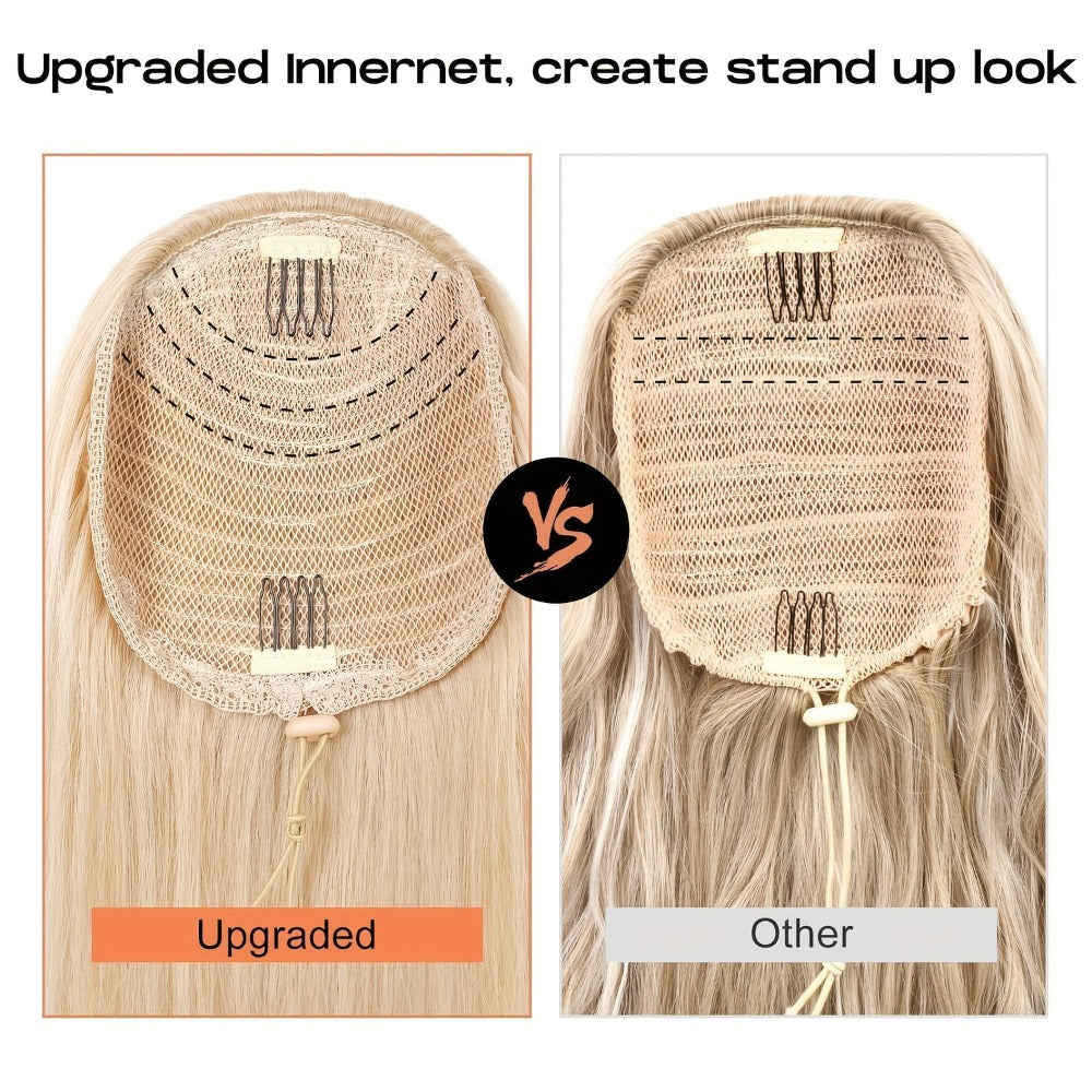 Drawstring Ponytail Extension for Women Long Wavy Layered Wrap Around Clip In Synthetic Pony Tail 26 Inch No Glue No Heat Blonde Brown Ash