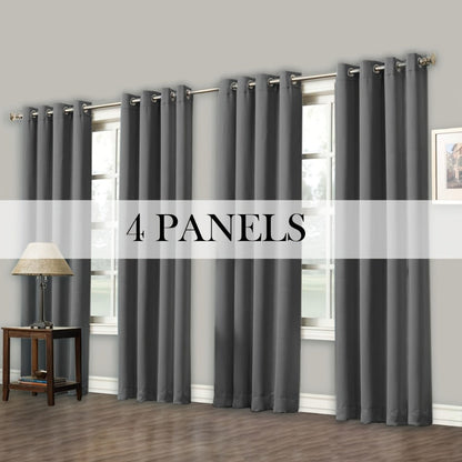 Grommet-Top Blackout Curtain Options in Nine Colors with Seven Width, Length or Panel-Count Labels