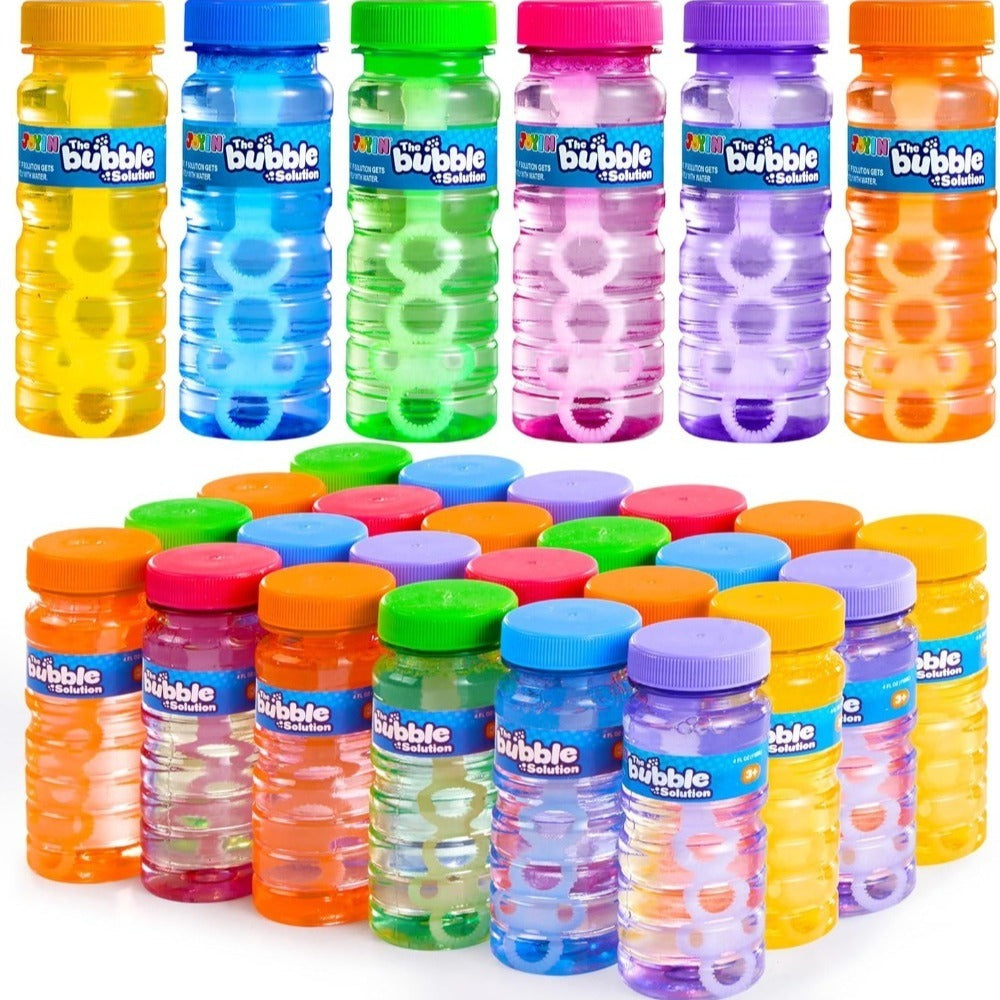 Party Favors Bubble Bottles with Wands, 4 oz Each in 6-, 12- or 24-Piece Event Packs for Celebrations