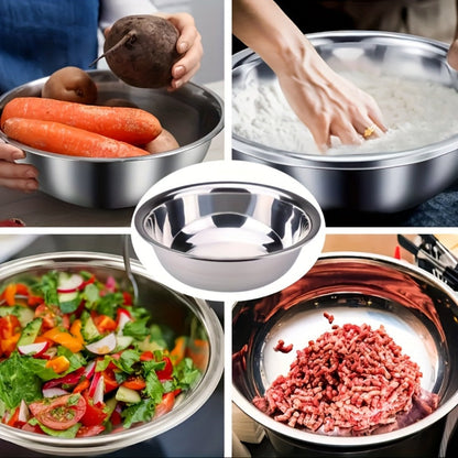 Large Stainless Steel Mixing Bowl, 304 Salad & Wash Basin, Hammer Finish, Base, Rounded Edges, Kitchen