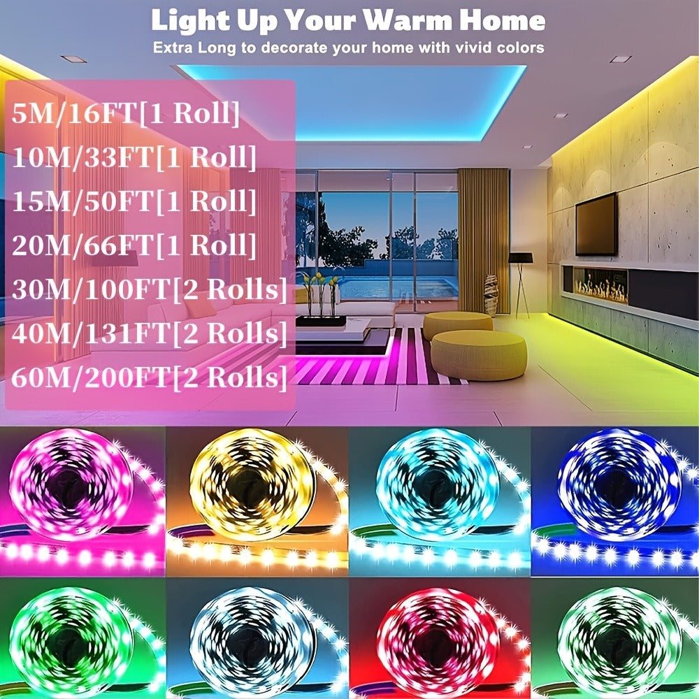 Color Changing LED Strip Lights App & Remote Control – Music Sync Smart RGB Lights 16 Million Colors for Home, Desk and Accent Lighting