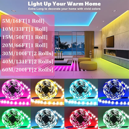 Color Changing LED Strip Lights App & Remote Control – Music Sync Smart RGB Lights 16 Million Colors for Home, Desk and Accent Lighting