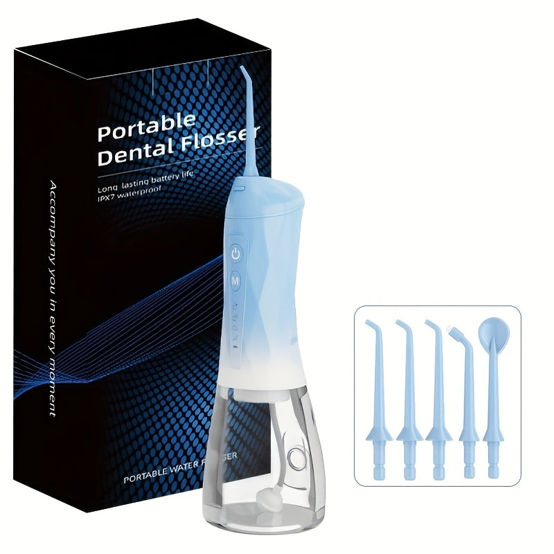320ml USB-C Rechargeable Water Flosser with Four Nozzles, IPX7 Marking and Four Gradient Color Options