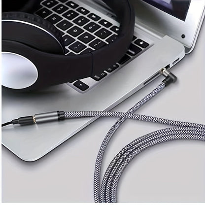 Nylon Braided 3.5mm Male to Female Audio Extension Cable Right-Angle Connectors Lossless Sound for an Everyday Personal Care Routine
