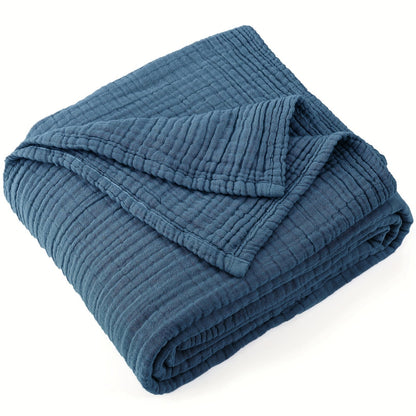 Muslin Blanket 100% Cotton 6-Layer, Breathable Gauze Throw for Couch & Bed, All Season, 13 Colors