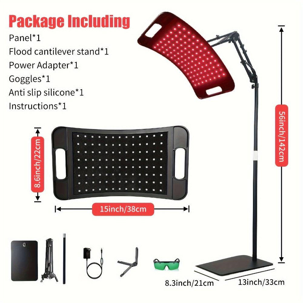 104-LED Red and Near-Infrared Light Panel with 15 x 8.6-Inch Silicone Face, Floor Stand and Articulating Arm